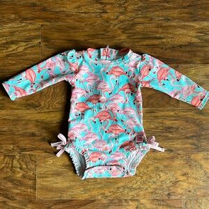 Swimsuit- baby girl one piece bathing suit- snap crotch long sleeve- RuffleButts